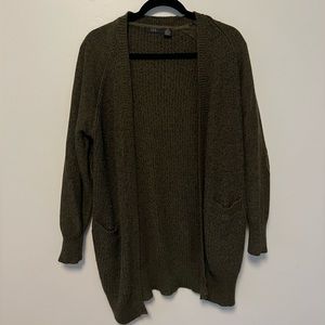 Army Green Cotton Cardigan Sweater